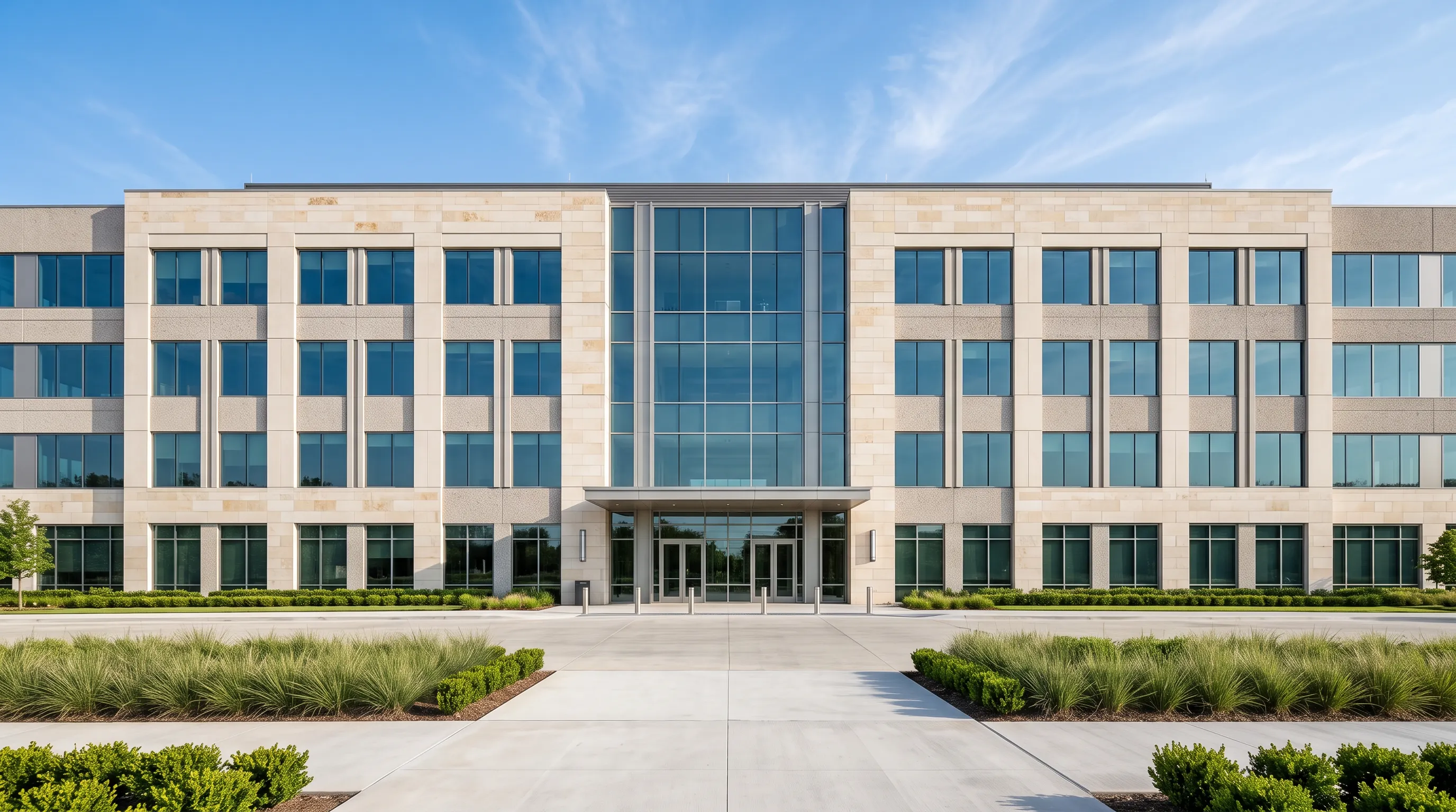 Institutional commercial property facade